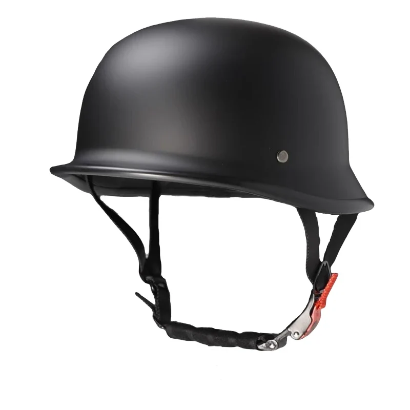 Retro Pothelm – Zwarte Vintage Helm met Kinband