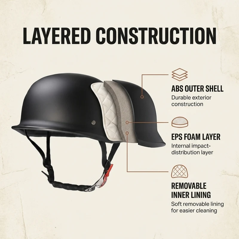 Motorhelm Halve – Vintage Design & Ventilatie met Veiligheidsbril