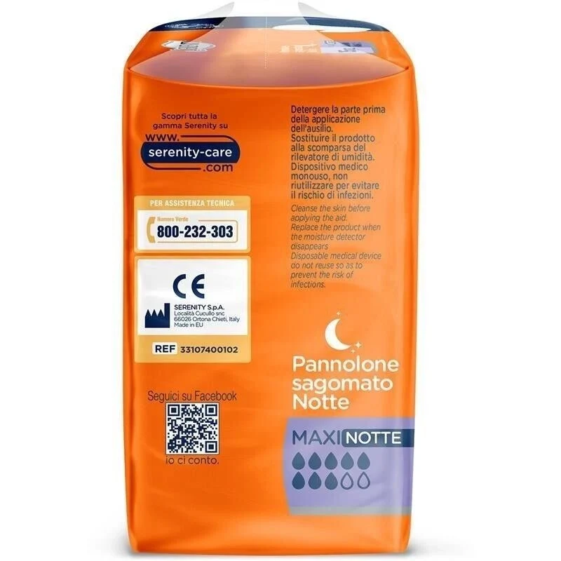 SET 6 SERENITY PANNOLONI SAGOMATI MAXI NOTTE 15 PEZZI