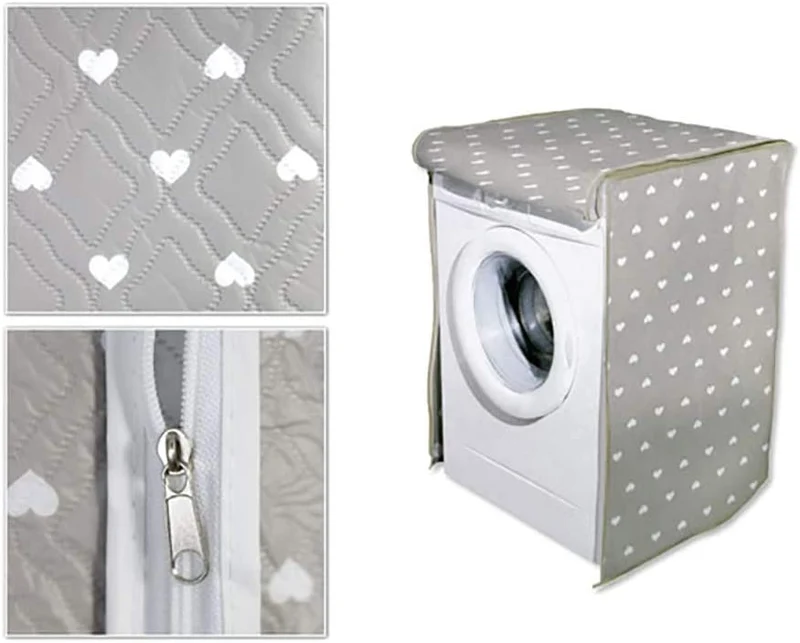 TELO COPRI LAVATRICE CON CUORI 60 X 60 X 80 CM IN COLORE GRIGIO TORTORA