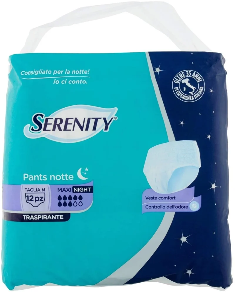SERENITY PANTS NOTTE MUTANDINA ASSORBENTE TRASPIRANTE TAGLIA M 12 PZ