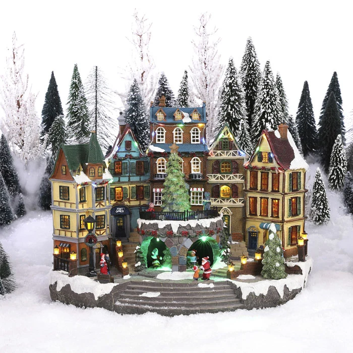 VILLAGGIO NATALIZION CON ALBERO DI NATALE ILLUMINATO - 41,5X25X31,5CM