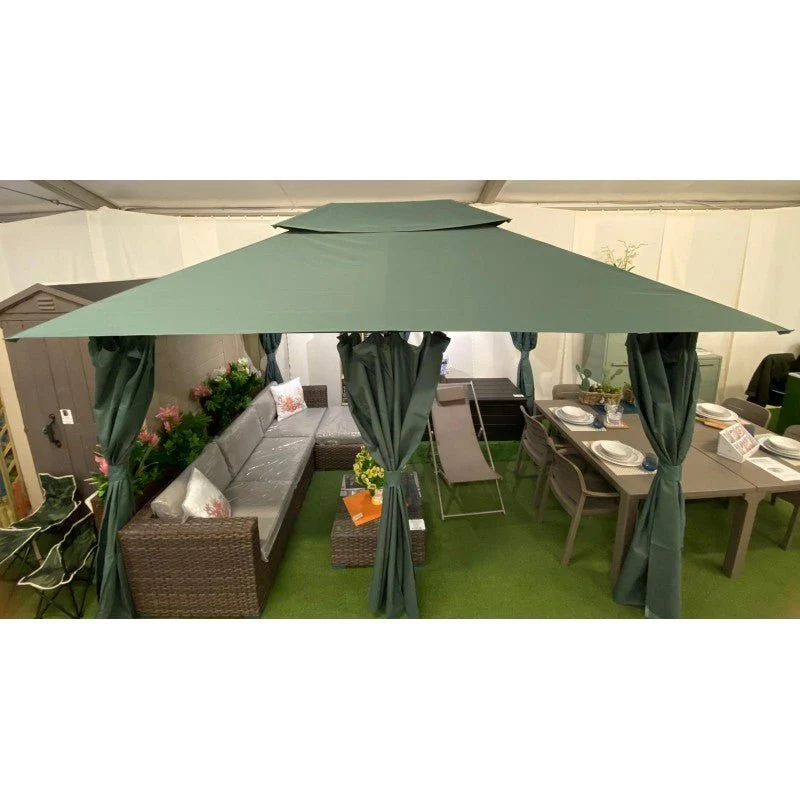Gazebo fisso 3x4 m in acciaio con tende laterali Argo Xone