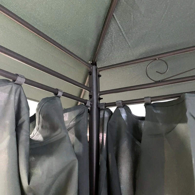 Gazebo fisso 3x4 m in acciaio con tende laterali Argo Xone