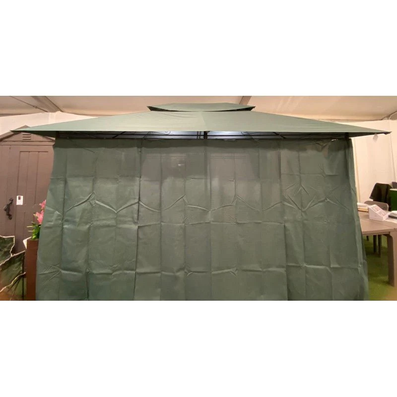Gazebo fisso 3x4 m in acciaio con tende laterali Argo Xone