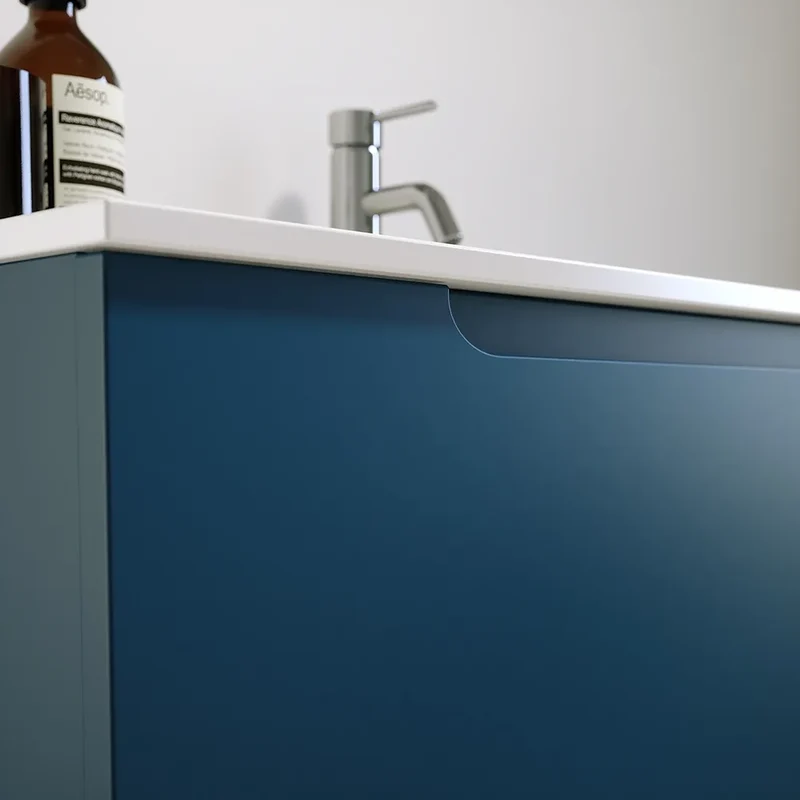 Mobile bagno sospeso 90 cm un cassetto blu zaffiro opaco con lavabo | Ardenne