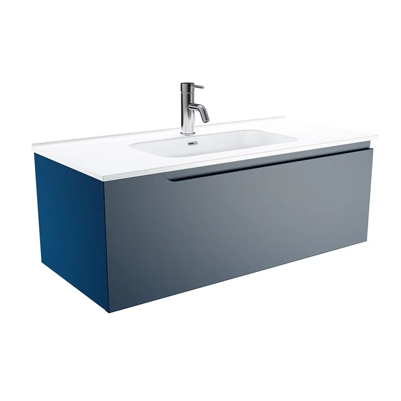 Mobile bagno sospeso 90 cm un cassetto blu zaffiro opaco con lavabo | Ardenne