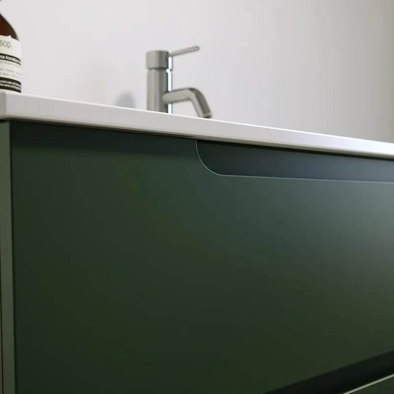 Mobile bagno sospeso 100 cm due cassetti verde foresta opaco con lavabo | Ardenne