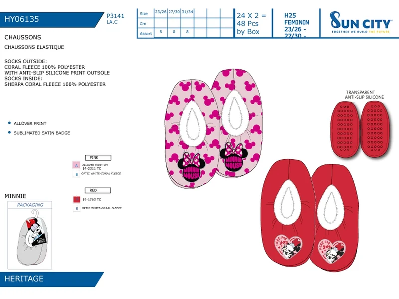Minnie pantofola invernale antiscivolo misure dalla 23/26 alla 31/34 23-34