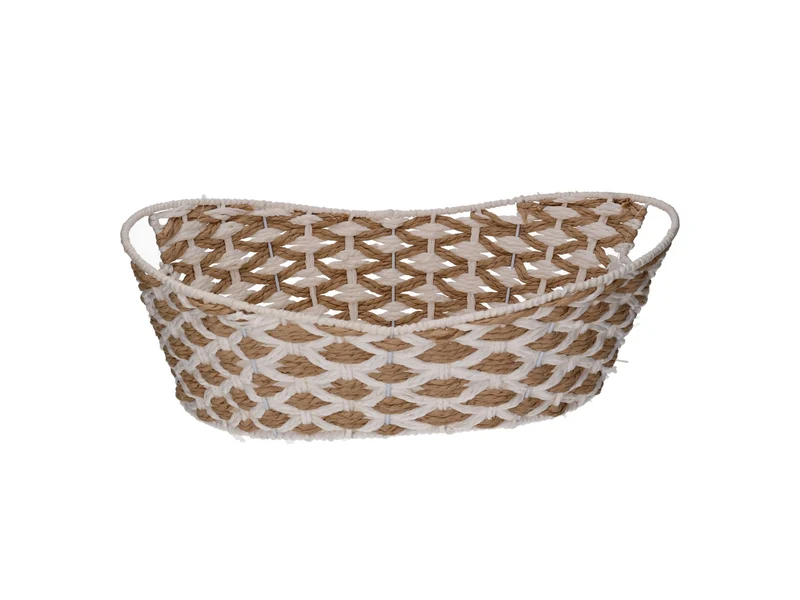 Cesta ovale intrecciato naturale/bianco 43x28xh.11/15cm