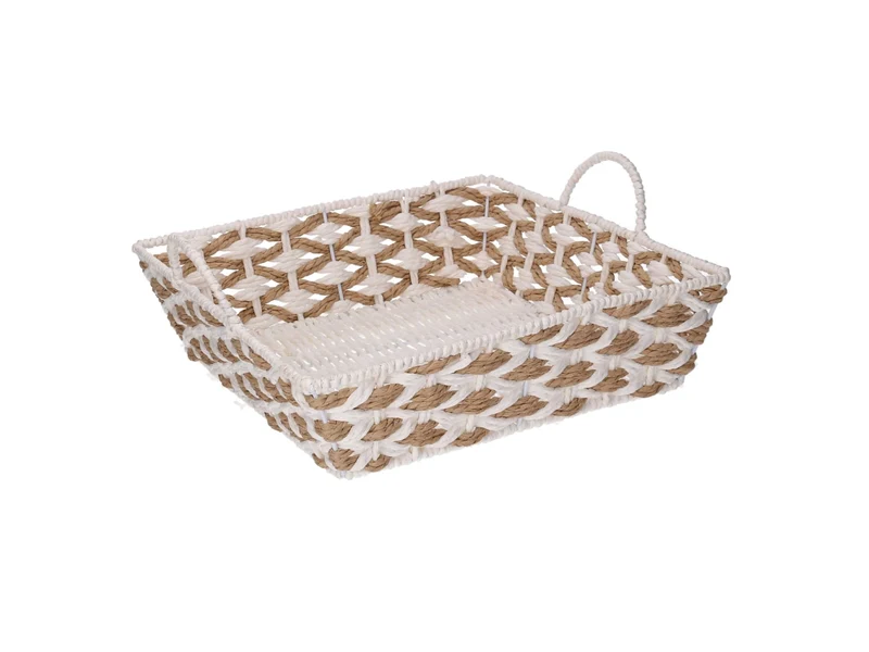 Cesta intrecciato naturale/bianco 31x31xh.8,5cm