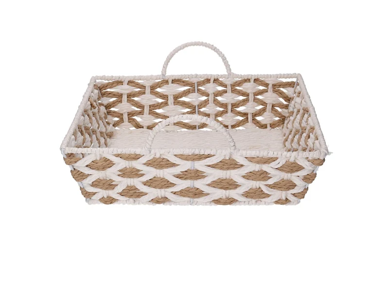 Cesta intrecciato naturale/bianco 31x31xh.8,5cm