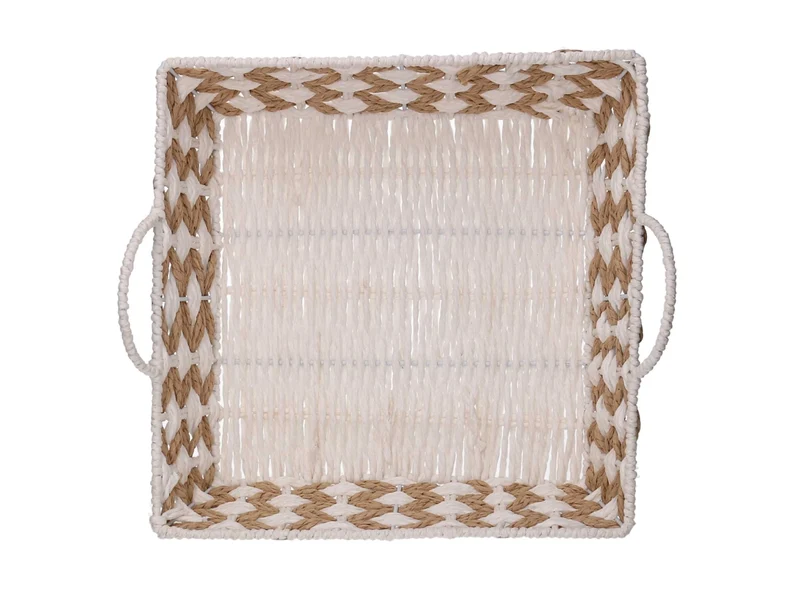 Cesta intrecciato naturale/bianco 31x31xh.8,5cm