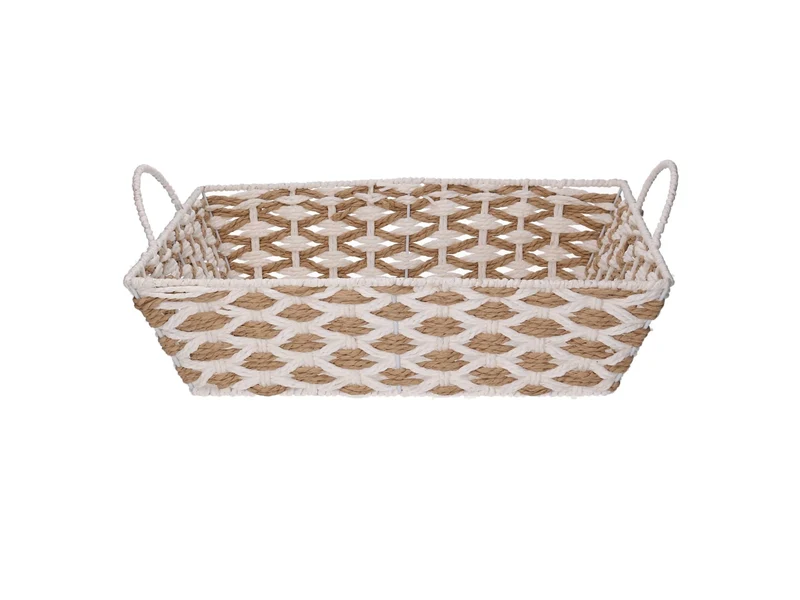Cesta intrecciato naturale/bianco 43x31xh.11cm