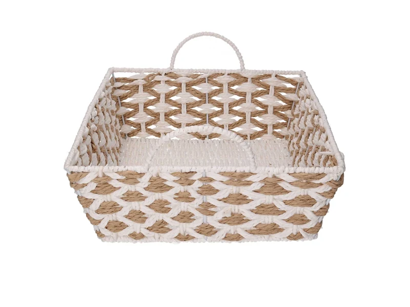 Cesta intrecciato naturale/bianco 43x31xh.11cm