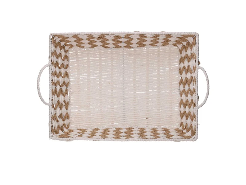 Cesta intrecciato naturale/bianco 43x31xh.11cm