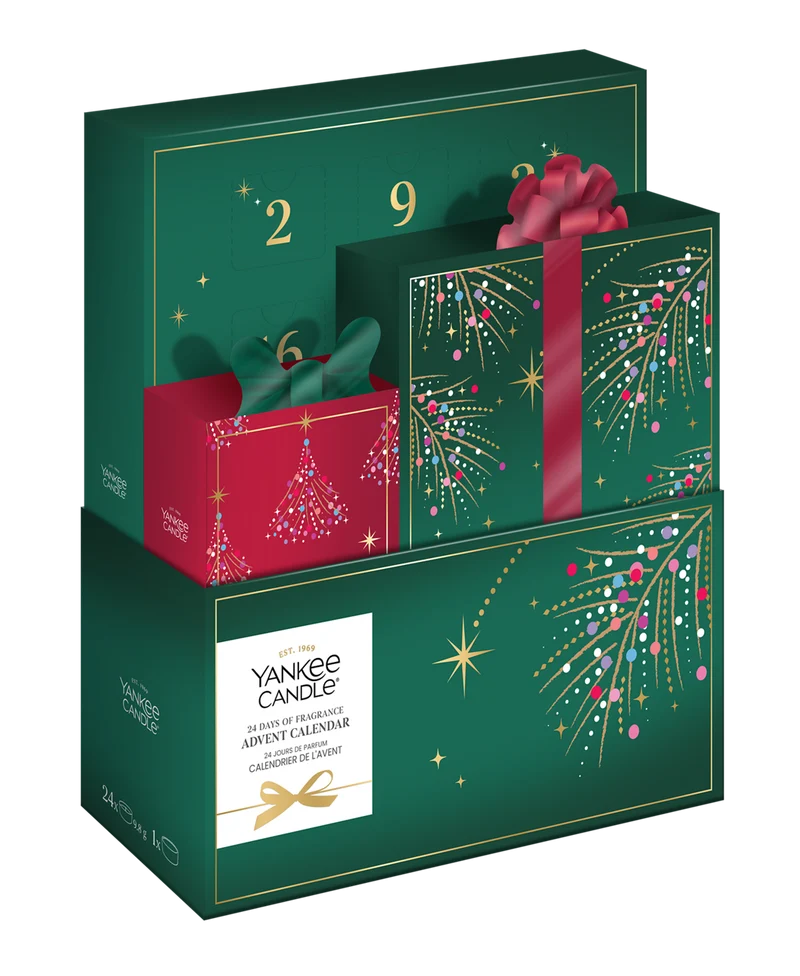 Calendario dell'Avvento 24 Fragranze Verde Rosso Yankee Candle