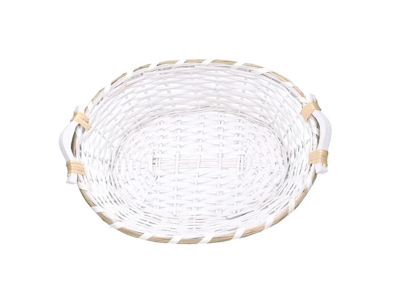 Cesta ovale in vimini 51/55x40xh.14cm bianco