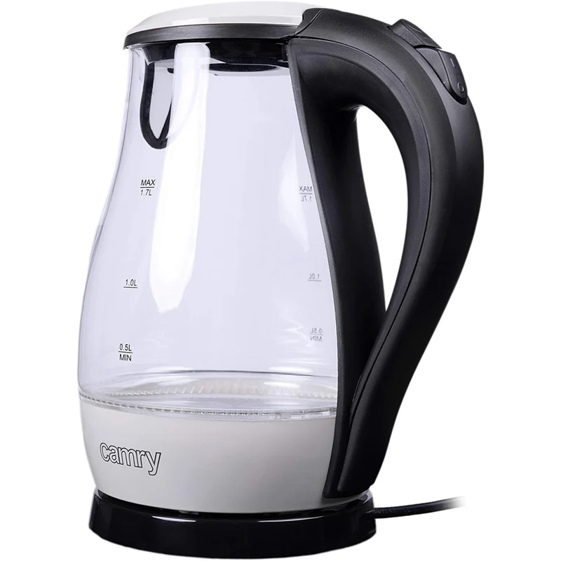 Bollitore Elettrico in Vetro 1,7Lt 2000W Acqua Calda Cordless con Luce LED Blu