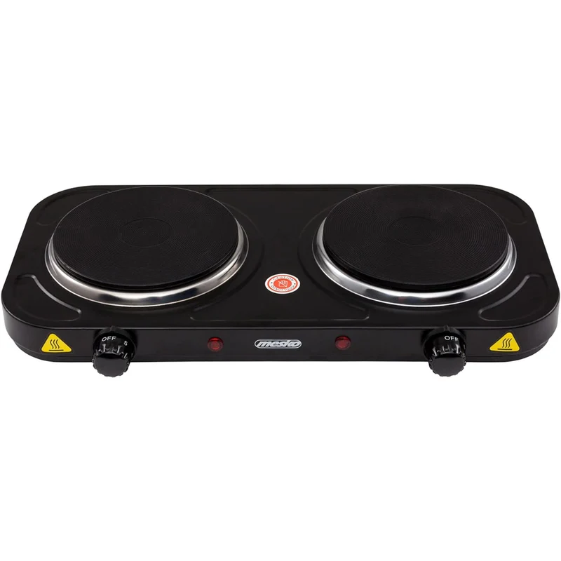 Fornello Fornellino Elettrico 2 Piastre 155mm 2000W Regolabile Campeggio Mesko