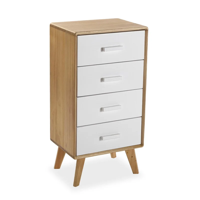 Comodino Nordic Bianco Quattro Cassetti