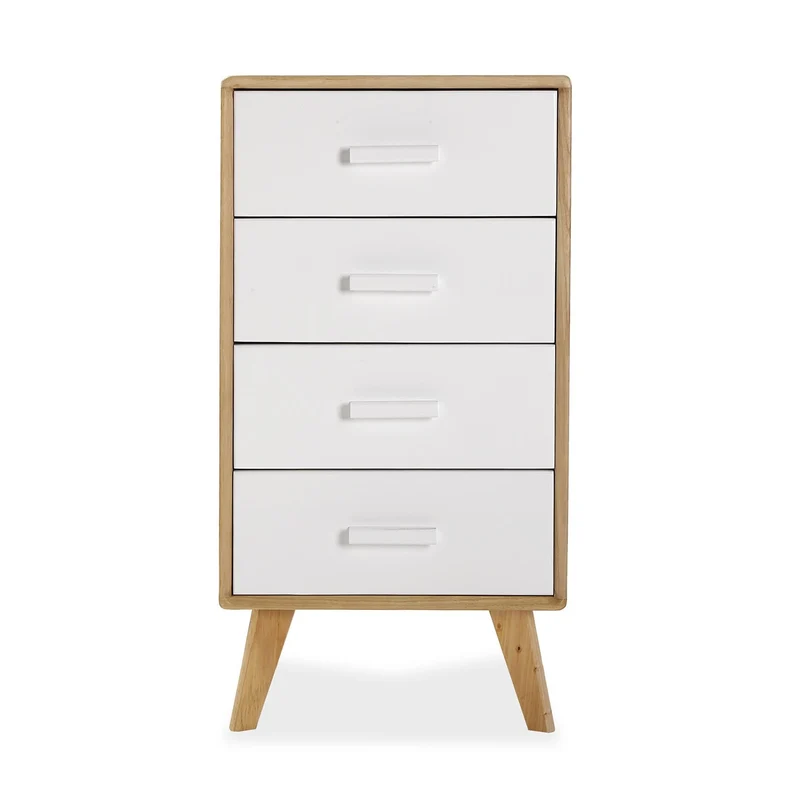Comodino Nordic Bianco Quattro Cassetti