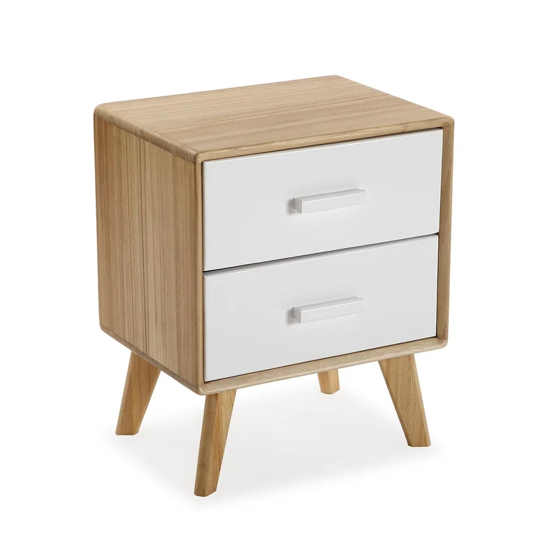 Comodino Nordic Due Cassetti Bianco