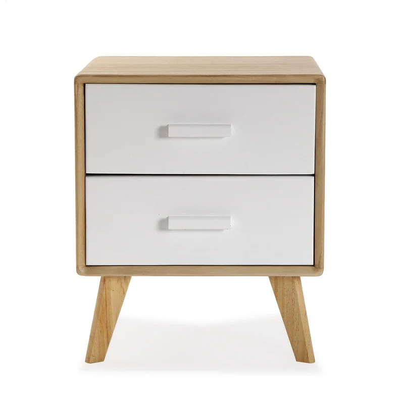 Comodino Nordic Due Cassetti Bianco