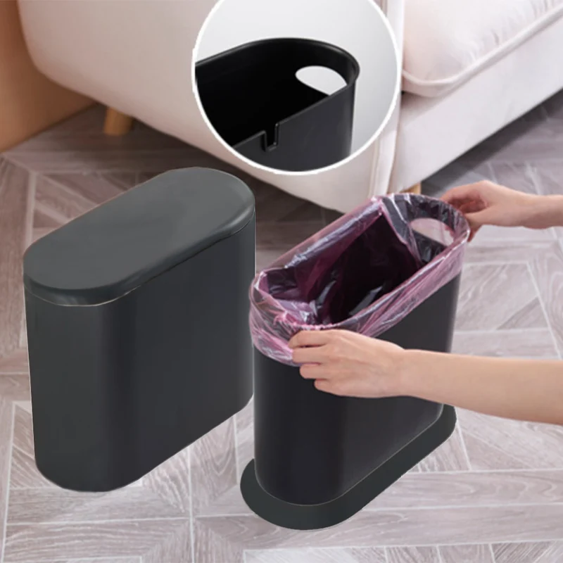 Pattumiera da Bagno in Poliuretano Nero Capacità 9 Litri Salvaspazio Antiodore