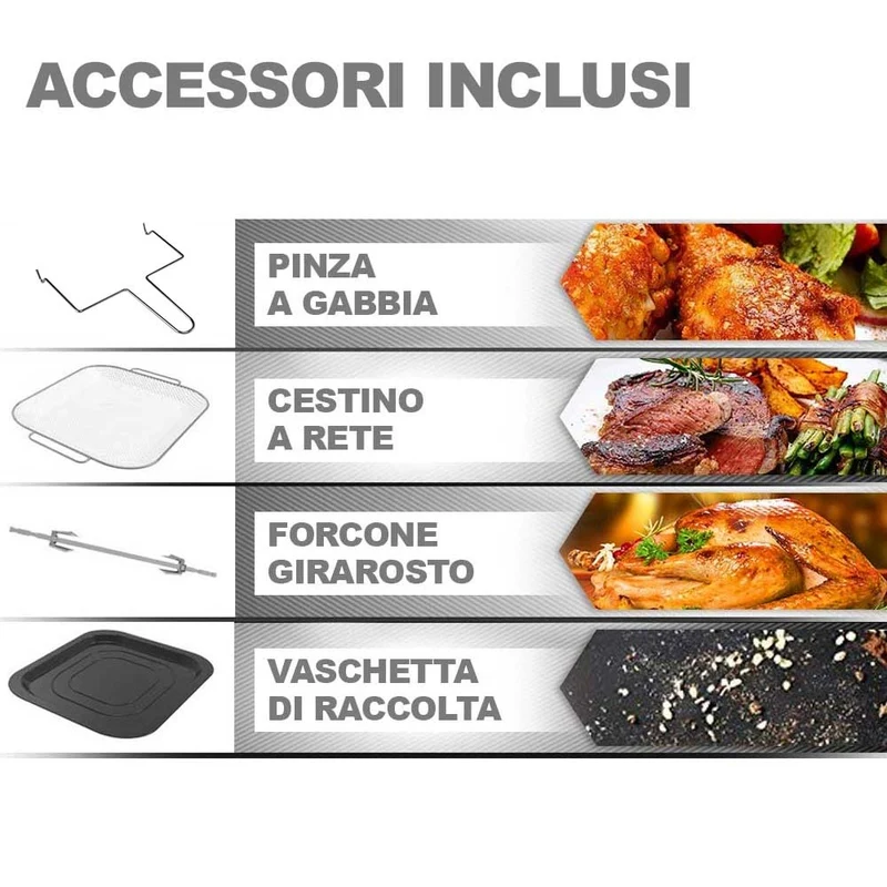 Friggitrice Ad Aria Calda 12Lt Aerofryer Digitale 1800W Frigge Cuoce Senza Olio