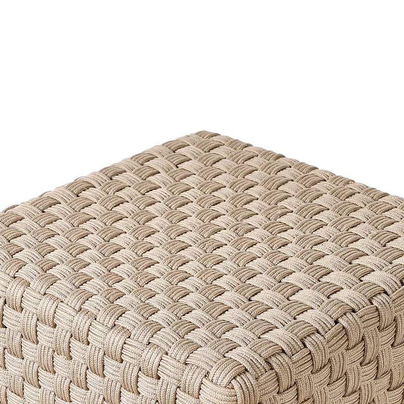 Pouf da giardino tortora in materiale sintetico 50 x 50 cm Pouf da esterno intrecciato a mano in stile boho