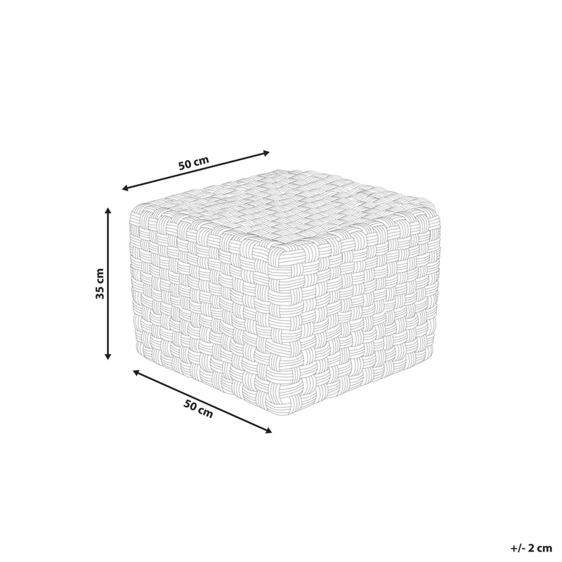 Pouf da giardino tortora in materiale sintetico 50 x 50 cm Pouf da esterno intrecciato a mano in stile boho