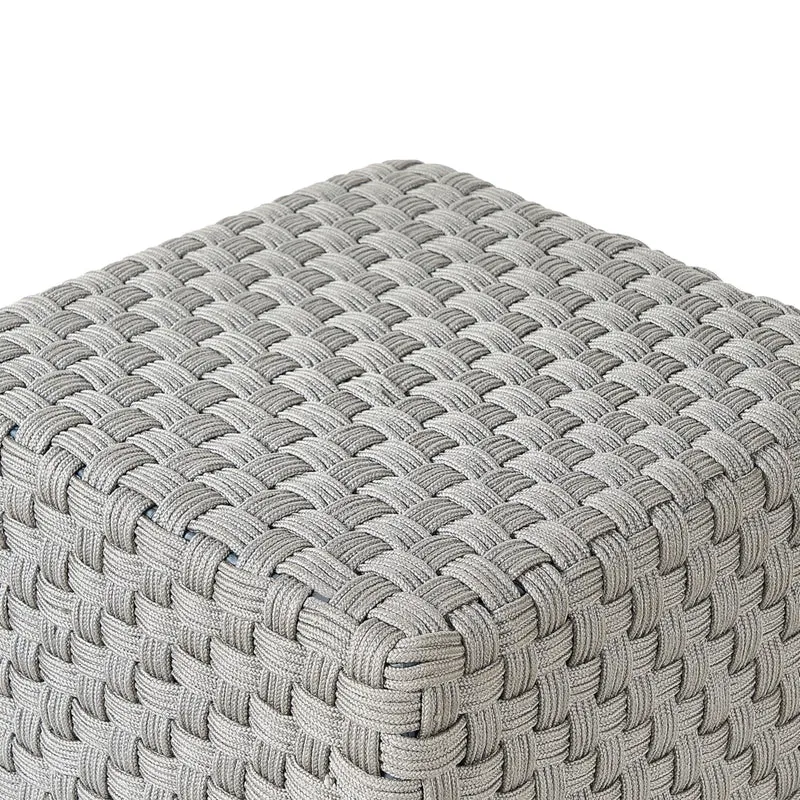 Pouf da giardino grigio in materiale sintetico 50 x 50 cm Pouf da esterno intrecciato a mano in stile boho