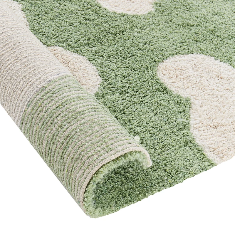 Tappeto verde in cotone 140 x 200 cm con motivi floreali decorativi in stile bohémien Soggiorno Bambini Camera dei bambini