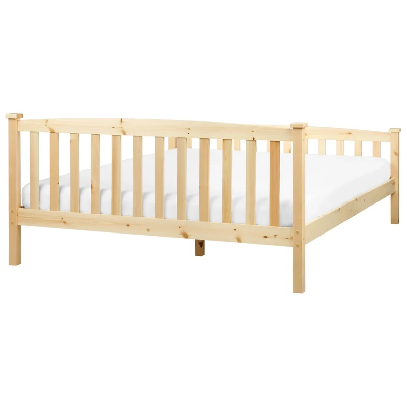 Letto matrimoniale in legno di pino chiaro 160 x 200 cm rete a doghe