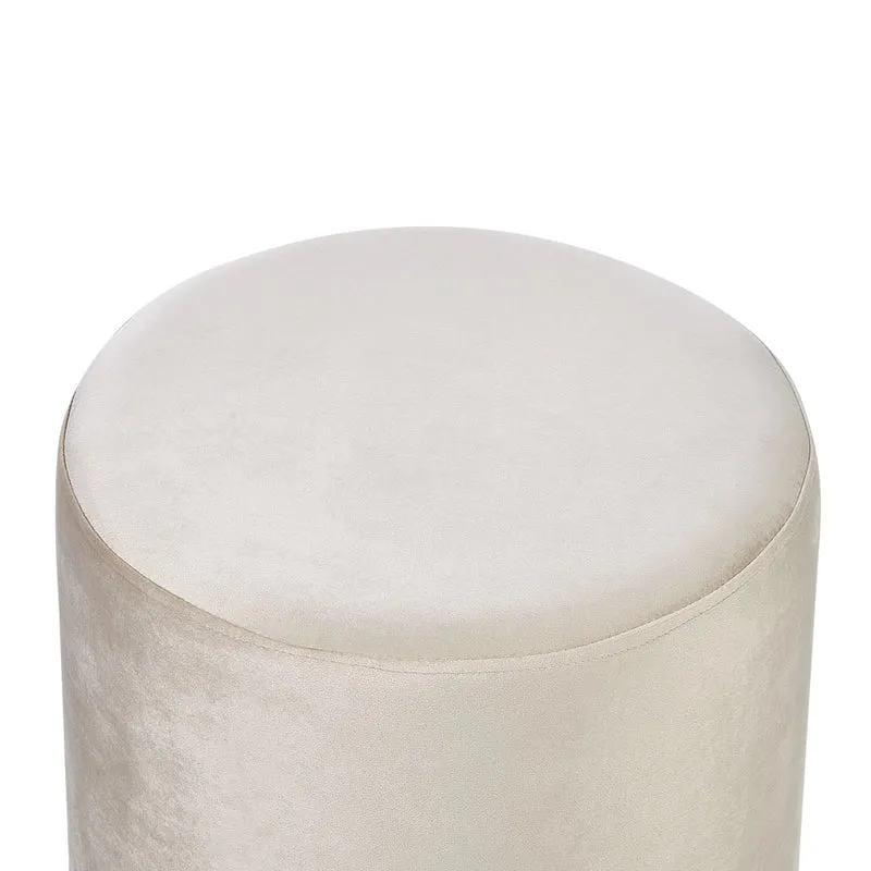 Pouf ottomana poggiapiedi rotondo in velluto di colore beige stile moderno soggiorno