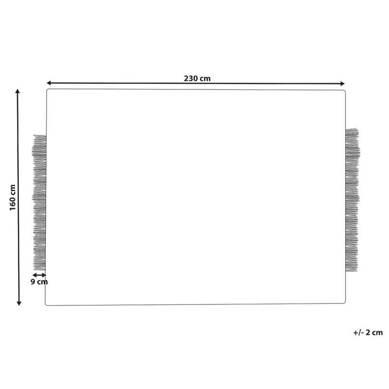 Tappeto bianco e nero lana cotone 160 x 230 cm intrecciato a mano rettangolare con frange