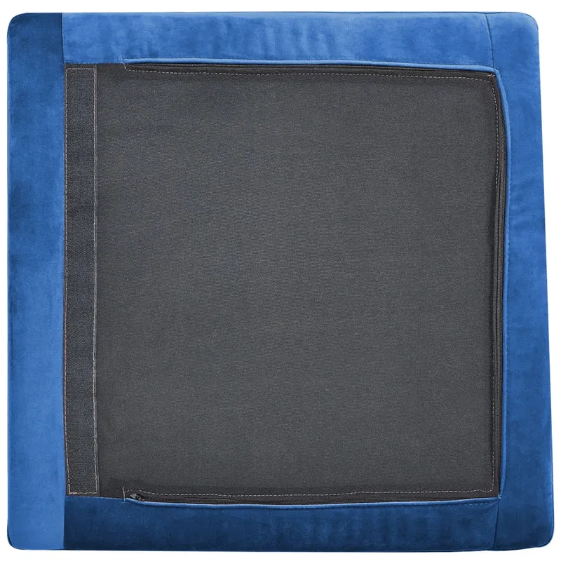 Modulo divano in velluto blu marino a 1 posto con gambe in metallo argento stile glamour