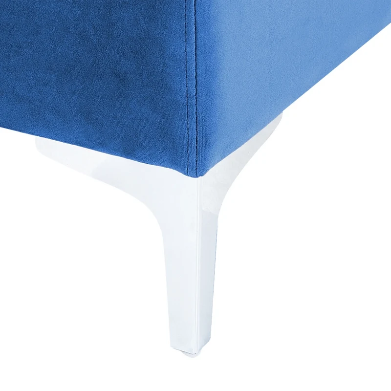 Modulo divano in velluto blu marino a 1 posto con gambe in metallo argento stile glamour