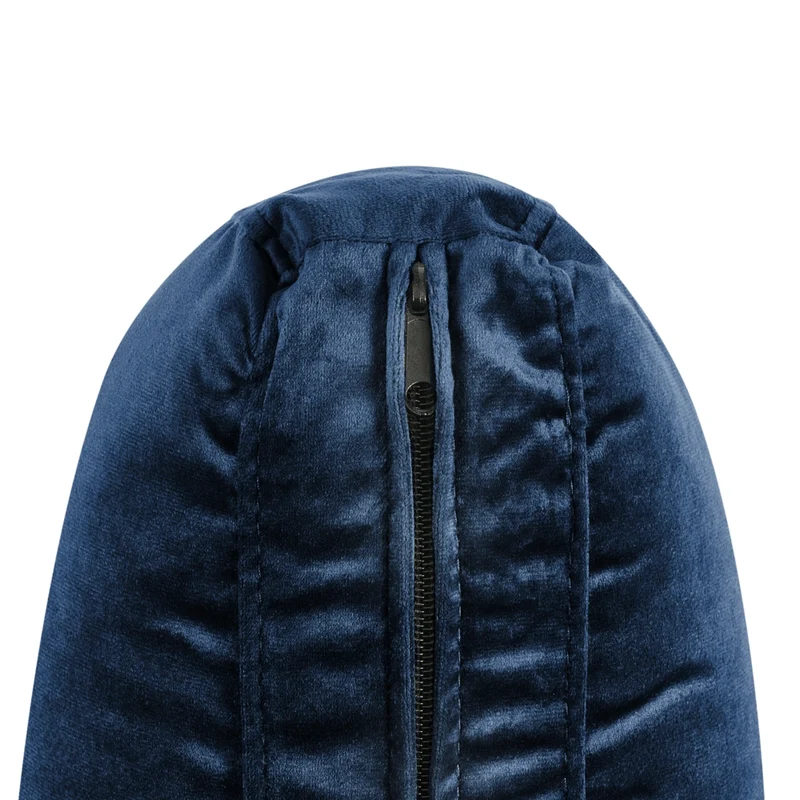 Divano componibile ad angolo versione destra in velluto blu marino 4 posti a forma di L con gambe in metallo argento stile glamour