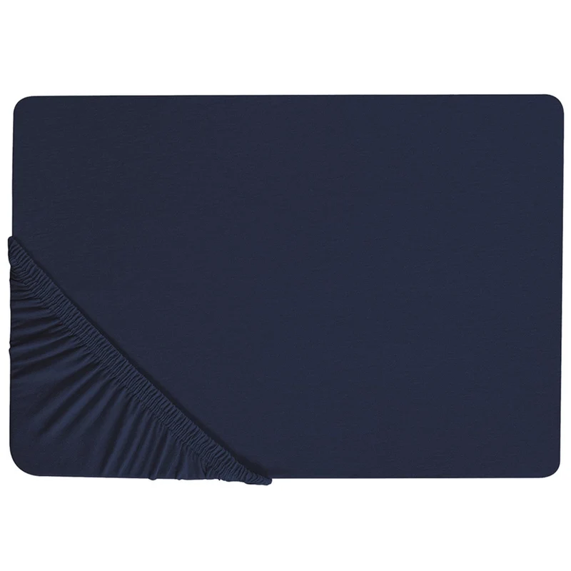 Lenzuolo con angoli cotone blu marino 200 x 200 cm coprimaterasso elasticizzato modello classico a tinta unita camera da letto classica