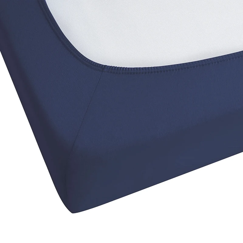 Lenzuolo con angoli cotone blu marino 200 x 200 cm coprimaterasso elasticizzato modello classico a tinta unita camera da letto classica