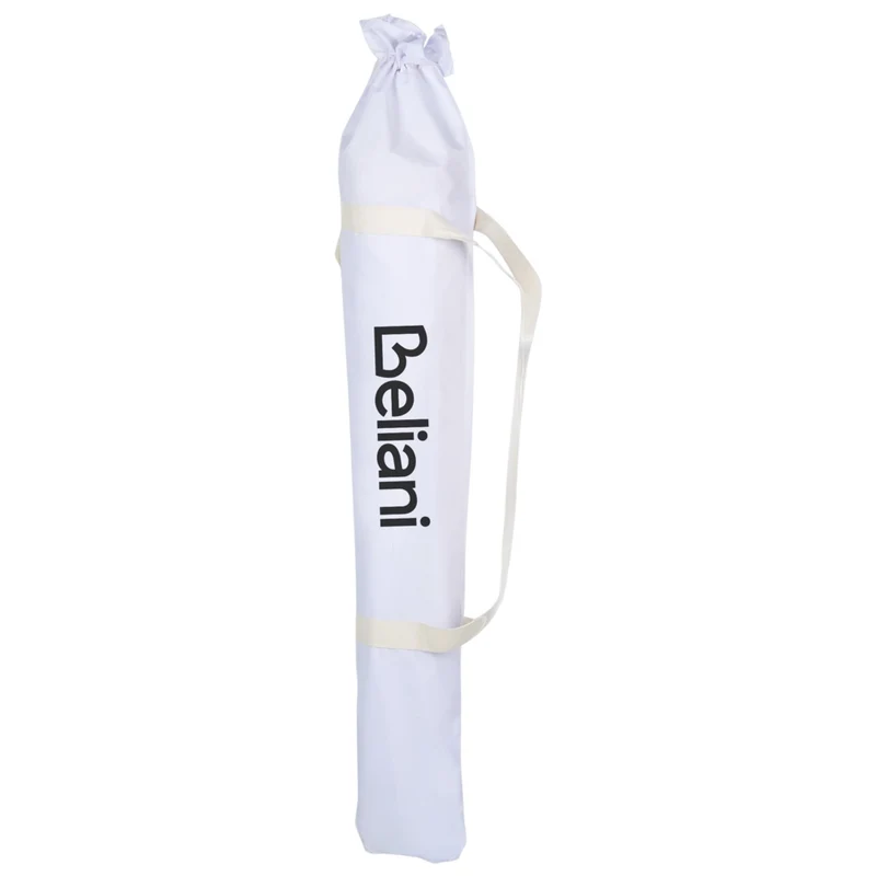 Ombrellone giardino tessuto bianco palo in legno faggio 150 cm Ombrellone esterno rotondo giardino retrò inclinabile resistente ai raggi UV