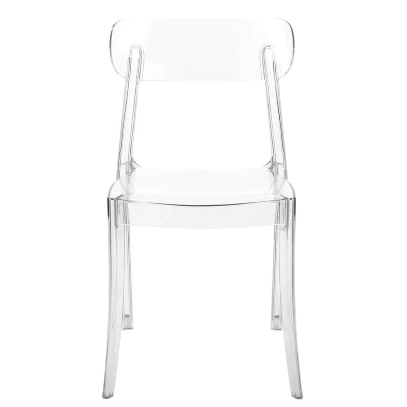 Set di 2 sedie trasparenti schienale in materiale sintetico senza braccioli impilabili sala da pranzo moderna