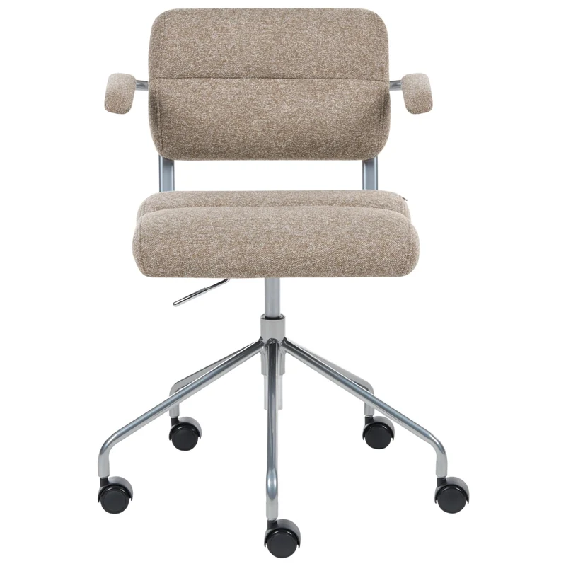 Sedia da ufficio in tessuto beige chiaro girevole e regolabile in altezza con braccioli Ufficio Casa Studio Tradizionale