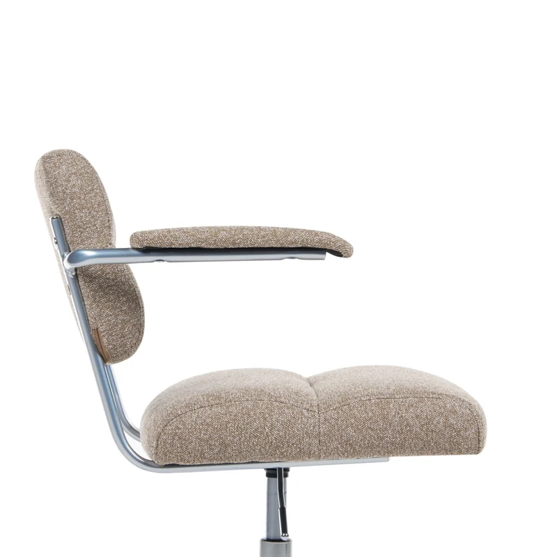 Sedia da ufficio in tessuto beige chiaro girevole e regolabile in altezza con braccioli Ufficio Casa Studio Tradizionale