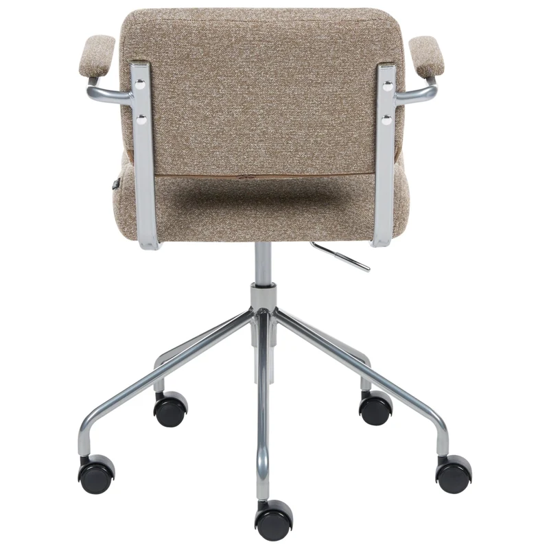 Sedia da ufficio in tessuto beige chiaro girevole e regolabile in altezza con braccioli Ufficio Casa Studio Tradizionale