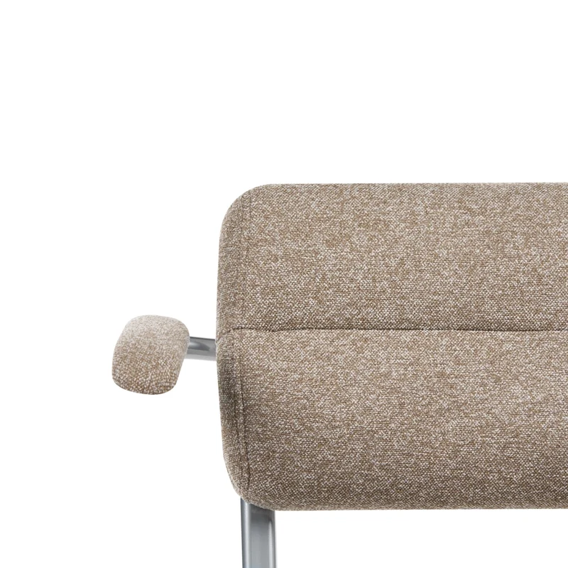 Sedia da ufficio in tessuto beige chiaro girevole e regolabile in altezza con braccioli Ufficio Casa Studio Tradizionale