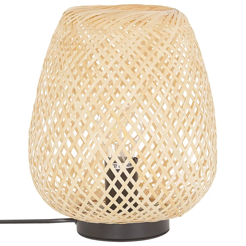 Lampada da tavolo in marrone chiaro di bambù 30 cm Accessorio per la casa in stile boho
