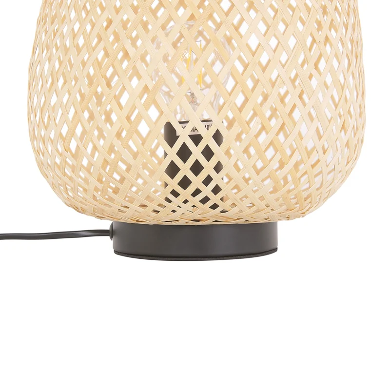 Lampada da tavolo in marrone chiaro di bambù 30 cm Accessorio per la casa in stile boho